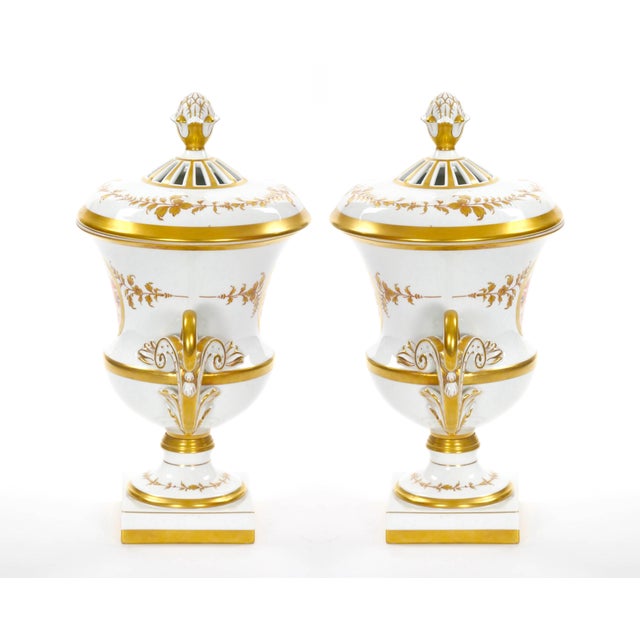 Antique Large Old Paris French Decorative Covered Centerpiece Urn For Sale - Image 4 of 12