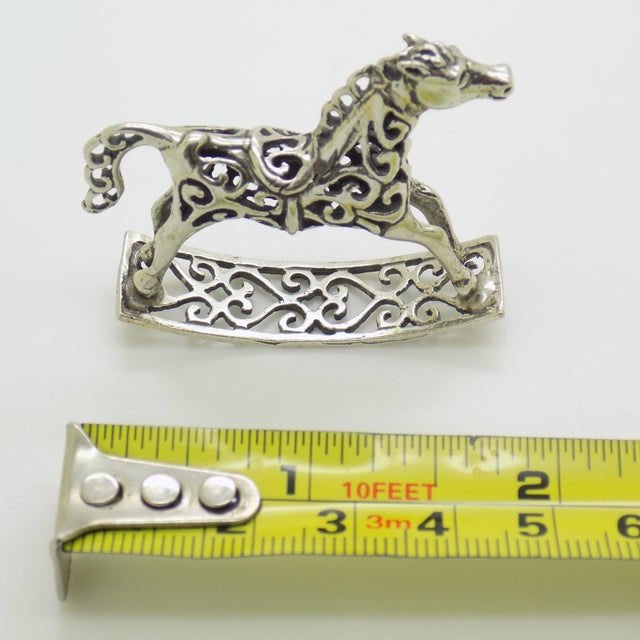 Vintage Italian Handmade Genuine Silver Rocking Toy Horse Figurine Miniature, Made in Tuscany (Italy) For Sale - Image 9 of 9
