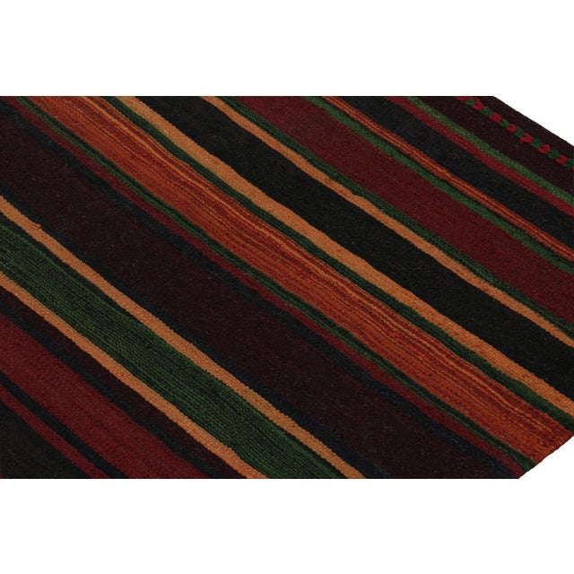 1950s 1950s Vintage Afghan Tribal Kilim Rug With Colorful Stripes - 6'2''x5'2'' For Sale - Image 5 of 7