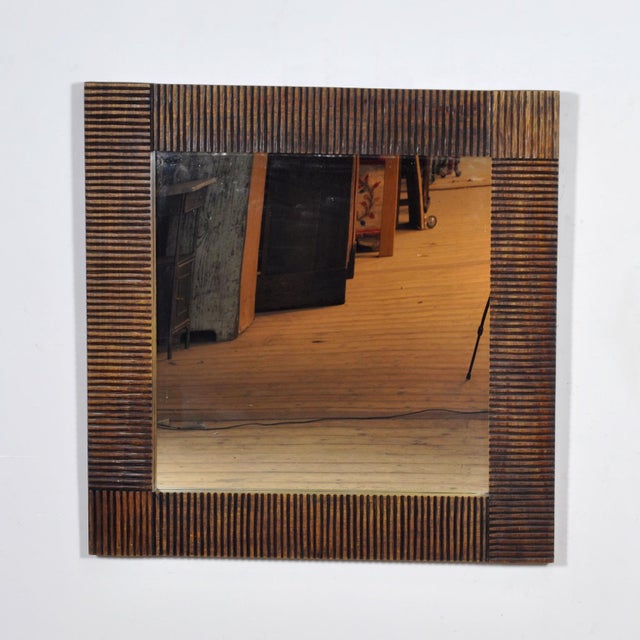 Vintage Brutalist Mirror in Oak, 1970s For Sale - Image 10 of 10
