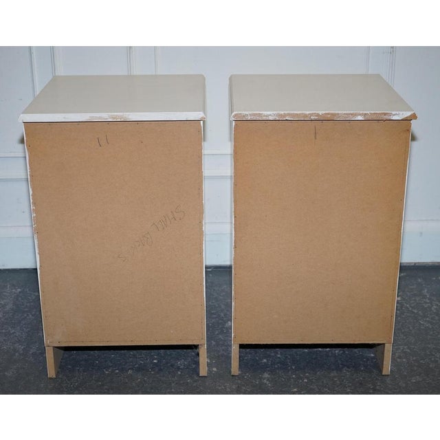 Painted White Bedside Tables with Brass Knobs, Set of 2 For Sale - Image 14 of 15