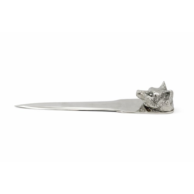 Vintage Silverplate Fox Head Letter Opener Made in Italy For Sale In Washington DC - Image 6 of 9