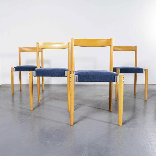 Vintage Blue Upholstered Dining Chairs, 1980s, Set of 4 For Sale - Image 11 of 11
