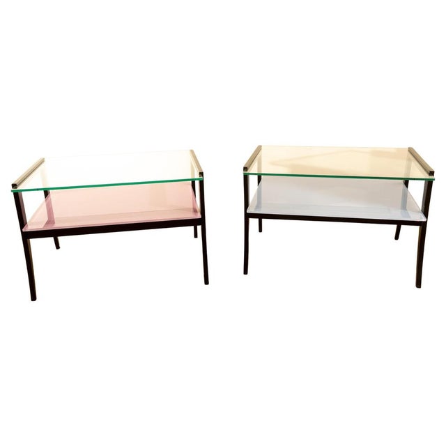 Pink Vintage Lacquered Wood and Glass Nightstands, 1970s, Set of 2 For Sale - Image 8 of 8