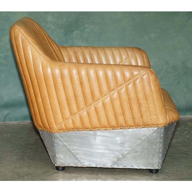 Aviator Lounge Chair in Tan Brown Leather For Sale - Image 14 of 16