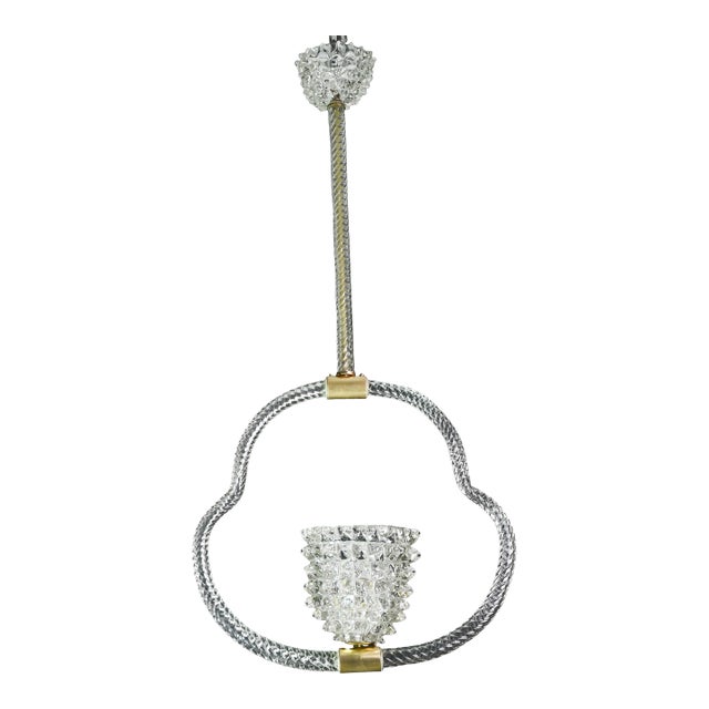 1940s Extraordinary Clear Rostrato Murano Glass Chandelier by Barovier & Toso For Sale