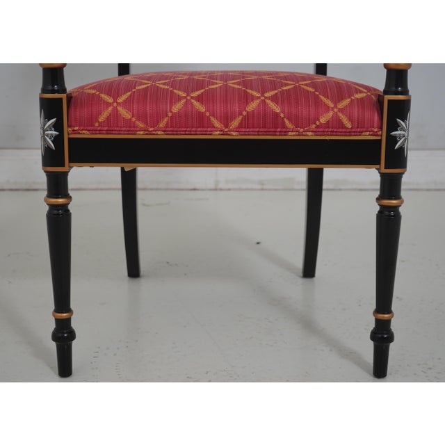 1990s Kindel Regency Style Black Lacquer Armchair For Sale - Image 5 of 12