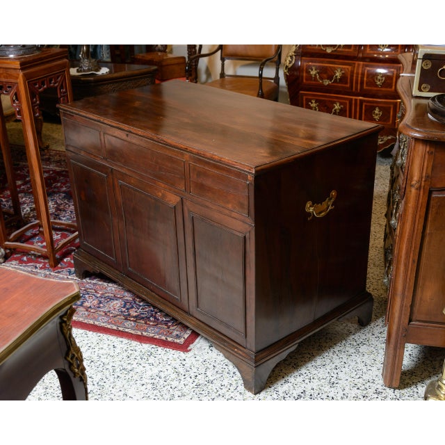 English Mahogany keyhole desk C.1780. Original patina. Brass Hardware on Eight drawers and one door. Resting on Georgian...