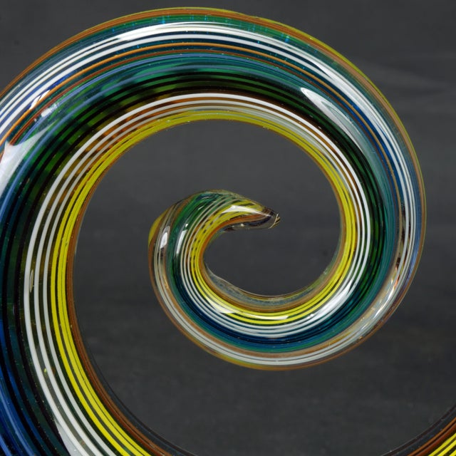 Canary Yellow Vintage Murano Style Badash Crystal Glass Sculpture For Sale - Image 8 of 9