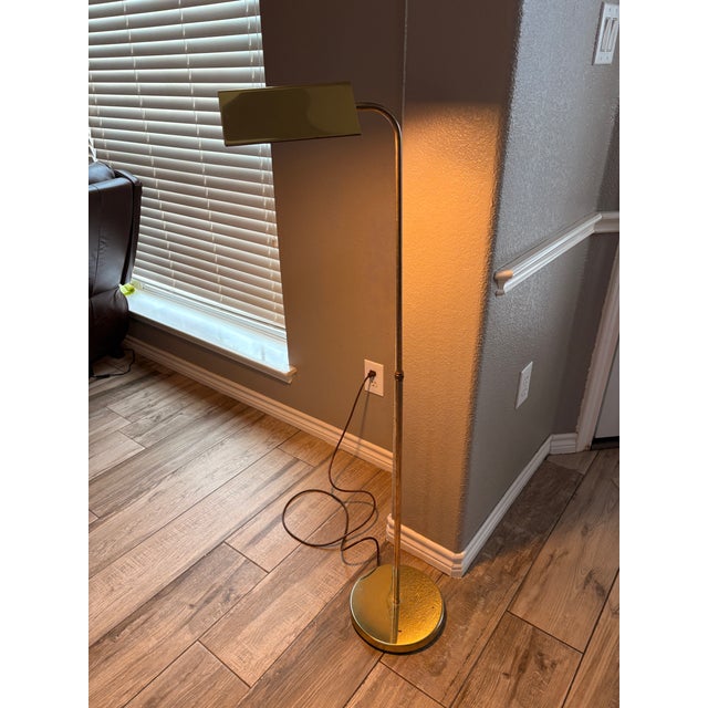1970s Heavy Brass Adjustable Height Floor Lamp MCM “Pharmacy Lamp” For Sale - Image 12 of 12