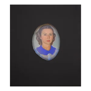 2020 "Gertrude" Contemporary Black Canvas Wrapped Portrait With Vibrant Blue Collar by Matthew Reeves