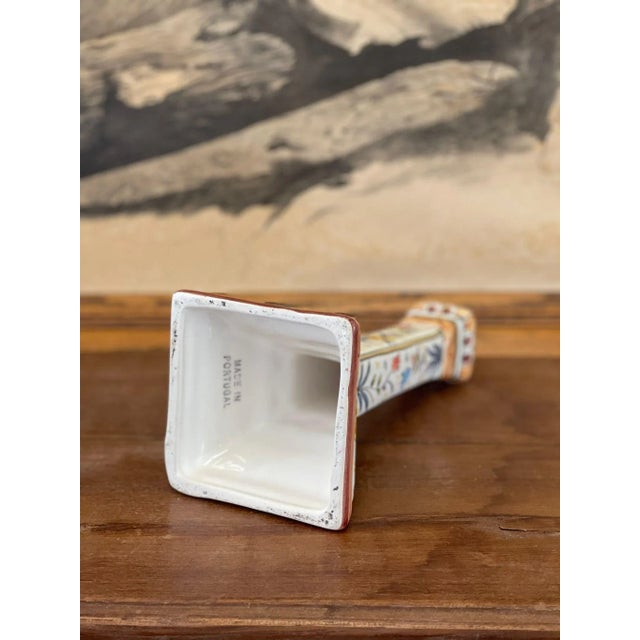 White 1970s Hand Painted Portuguese Candle Holder For Sale - Image 8 of 9