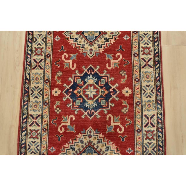 2020s Kazak Runner 2’7” X 6’6” Red Wool Tribal Hand-Knotted Oriental Rug For Sale - Image 5 of 12