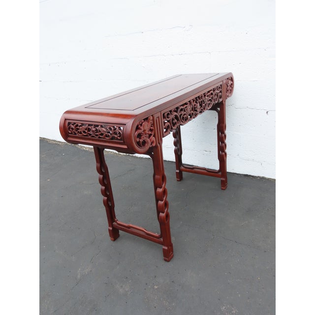 Chinese High Relief Solid Wood Altar Console Entry Table With Dragons Motif 6560 For Sale In Miami - Image 6 of 18