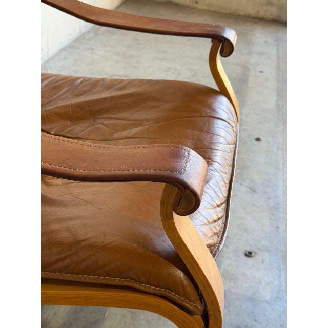 Brown In Style of Åke Fribytter Brown Leather Lounge Chair Swedish Mid-Century Modern 1970s For Sale - Image 8 of 12