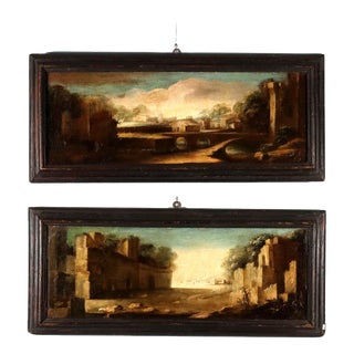 Northern Italian School, Landscape Paintings, 18th Century, Oil on Canvas For Sale