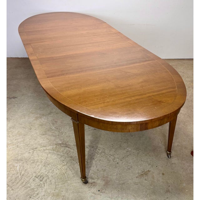 Mid Century Era Regency Federal Style Oval Walnut Dining Table by Baker Furniture For Sale - Image 10 of 12