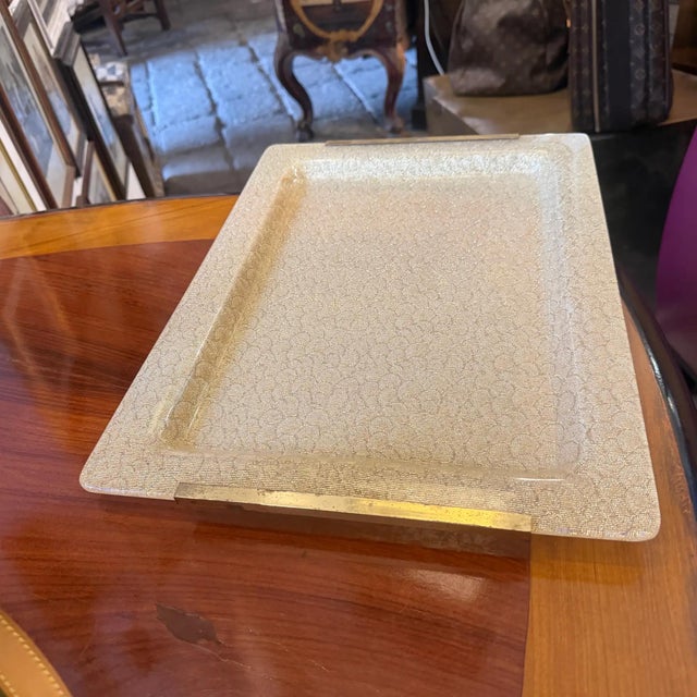 1970s Mid-Century Modern Plexiglass and Gilt Metal Tray by Alberto Sordi For Sale - Image 12 of 17