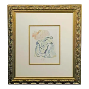 1960s Salvador Dali the Divine Comedy Paradise Canto 30 Authentic Woodblock Art Framed