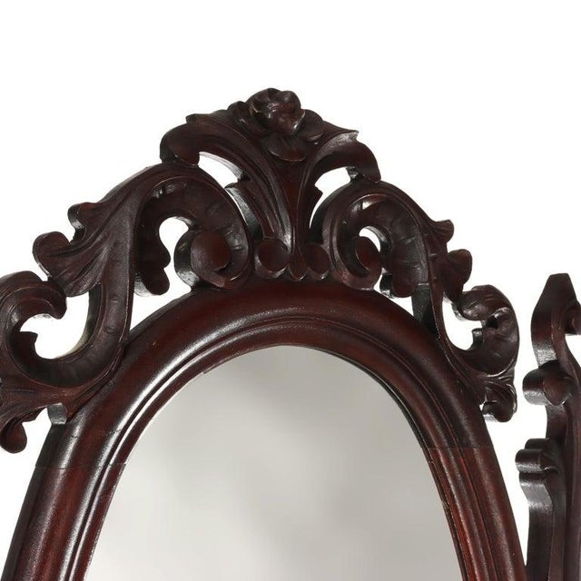 Antique Belter School Rococo Revival Carved Flame Mahogany Mirrored Dresser For Sale - Image 13 of 18