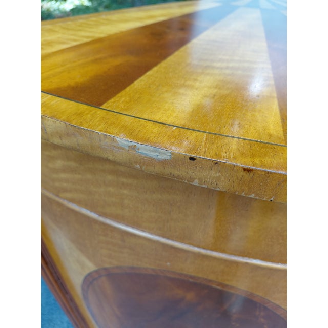 Wood Neoclassical Demilune Cabinet With Sunburst Marquetry For Sale - Image 7 of 7