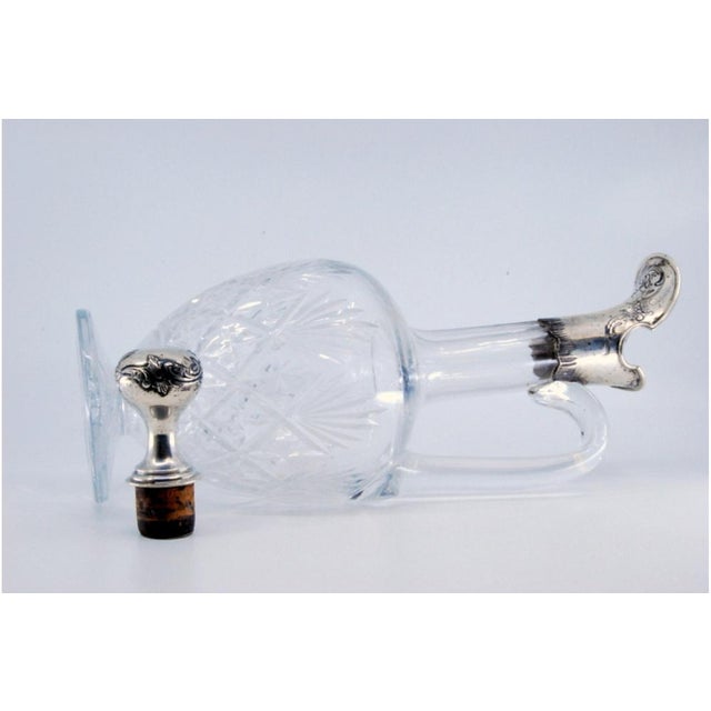 Silver Glass Jug with Glass Handle, Neck and Removable Silver Lid For Sale - Image 8 of 11