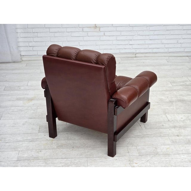 Scandinavian Armchair in Leather and Beech, 1970s For Sale - Image 12 of 18