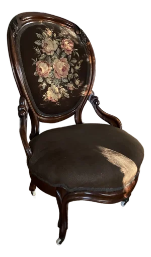 Late 19th Century Victorian Needlepoint Lounge Chair