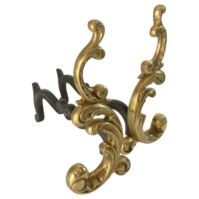 19th Century Black and Gold Color Steel and Bronze Andirons, France For Sale - Image 10 of 10