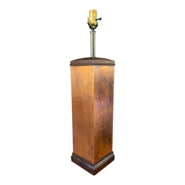 Vintage Knob Creek Patinated Copper Column Table Lamp For Sale