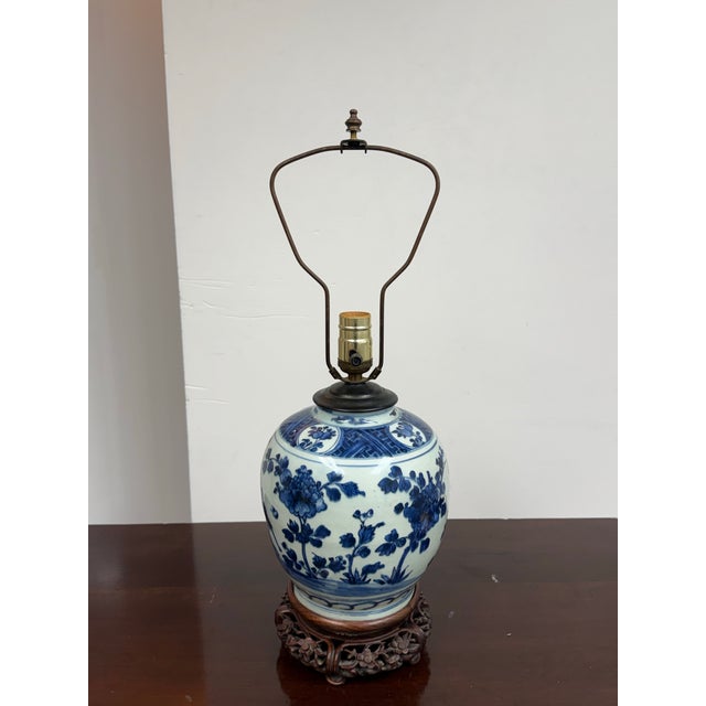 Chinoiserie Porcelain Ginger Jar Table Lamp Vintage For Sale - Image 4 of 12