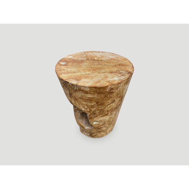 Andrianna Shamaris Organic Cerused Teak Wood Side Table For Sale - Image 12 of 18