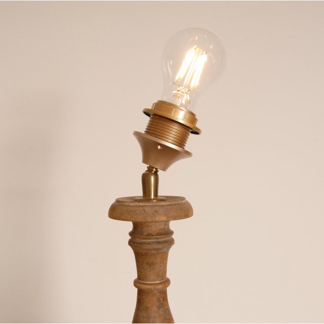 Wood Vintage French Country Lamps Carved Wood a Pair For Sale - Image 7 of 12