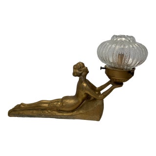 1900s Art Deco Female Figurine Table Lamp For Sale