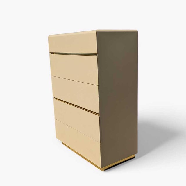 Beige Lane Postmodern Five-Drawer Tallboy Dresser, Mid-Century Modern, Mid-Century For Sale - Image 8 of 14