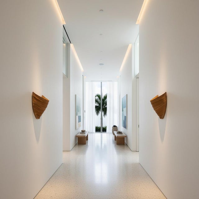 Designed by Bill Parry, the Aurora is a free-form sculptural wall sconce in rattan core. Its organic silhouette is shaped...