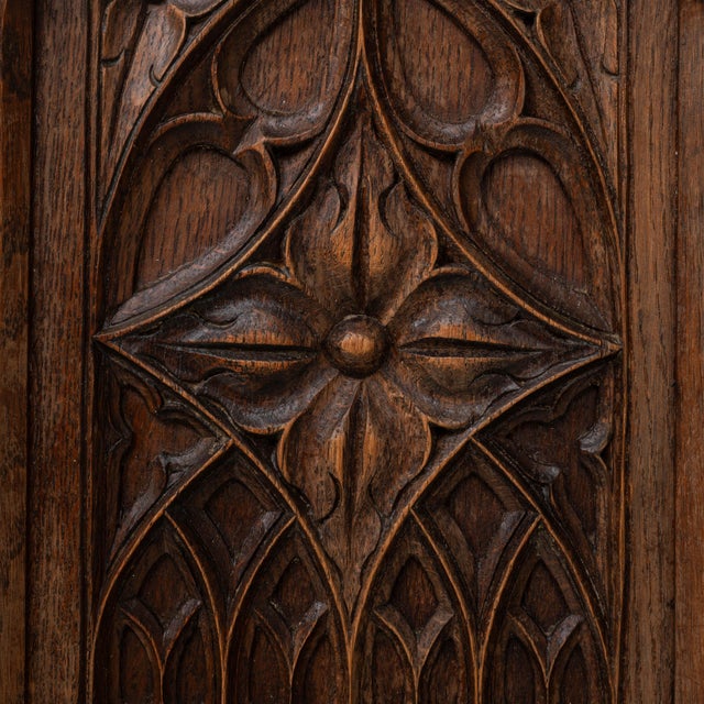 1920s French Gothic Oak Cabinet in Original Patina For Sale - Image 9 of 18