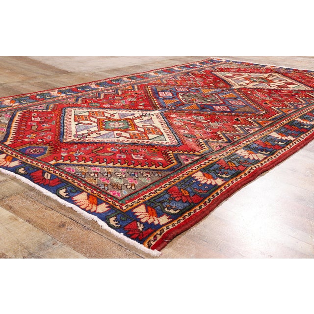 Red Vintage Persian Shiraz Rug, 05'04 X 10'00 For Sale - Image 8 of 10