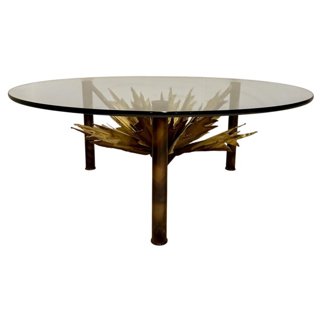 Mid-Century Modern Brutalist Torch‑Cut Sunburst Coffee Table Mid-Century Modern Silas Seandel Style For Sale - Image 3 of 12