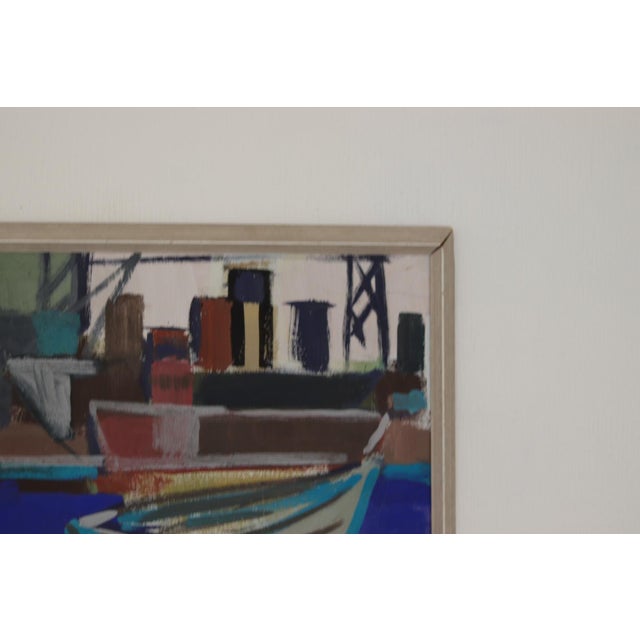 Hannes Glaeser, Harbour Motif with Boats, 1950s, Oil on Panel, Framed For Sale - Image 5 of 16