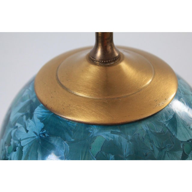 Mid 20th Century Vintage Teal Glazed Ceramic Table Lamp For Sale - Image 5 of 11