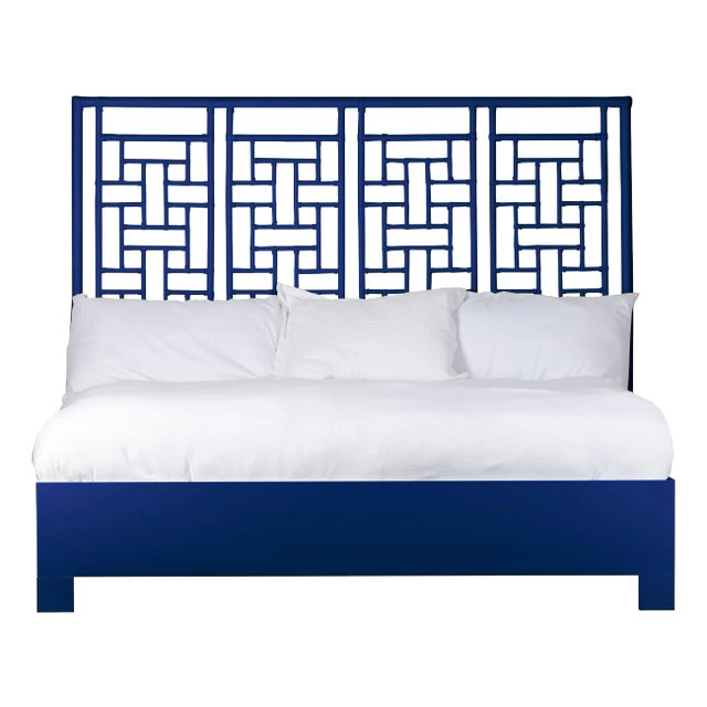 Ohana Platform Bed King, Navy Blue For Sale