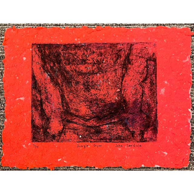 Abstract 1970s John Serdula Abstract Red Etching For Sale - Image 3 of 3