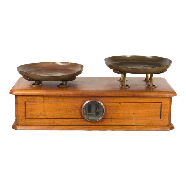 Late 19th C. French Mahogany & Brass Balance Scale C.1870 For Sale