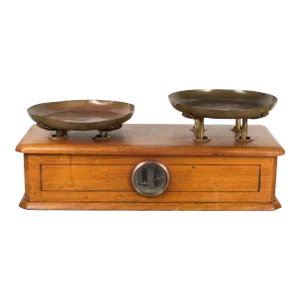 Late 19th C. French Mahogany & Brass Balance Scale C.1870