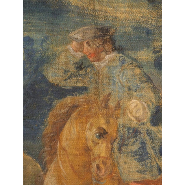 A Large 18th Century French Toile Peinte of a Stag Hunt in the Forest For Sale - Image 17 of 17