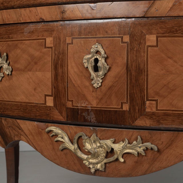 Louis XV Commode Sauteuse With Marquetry and Turquin Marble, C. 1750 For Sale - Image 13 of 17