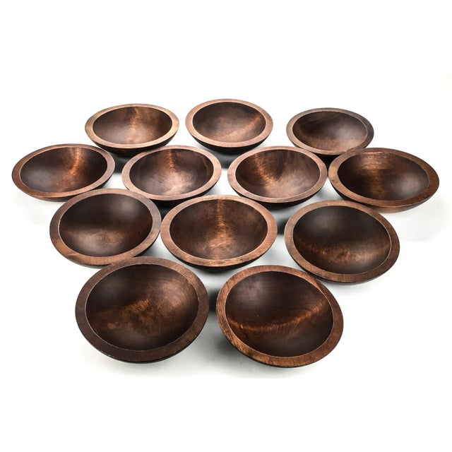 Vintage Artisans Wood Salad Nut Snack Bowls - Set of 12 For Sale - Image 13 of 13