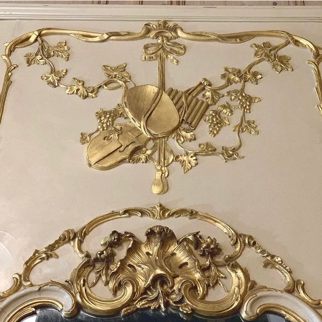 19th Century French Louis XIV Painted Trumeau For Sale - Image 10 of 12