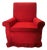 Late 20th Century White Muslin Lounge Armchair with Red Cover and Skirt For Sale